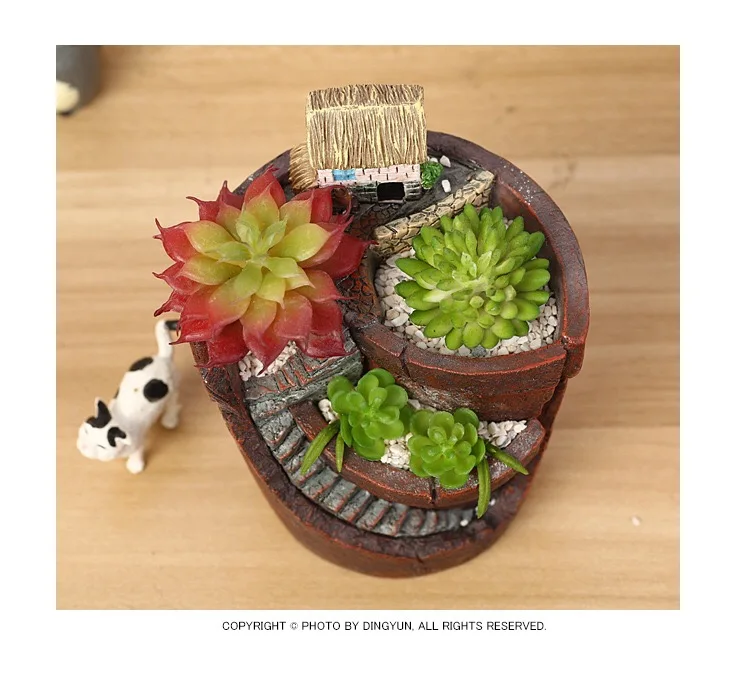 Творческий замок в форме дома смолы горшок-плошка Новинка, бонсай растения Цветочный Горшок для офисного стола украшения творческий горшок для растений