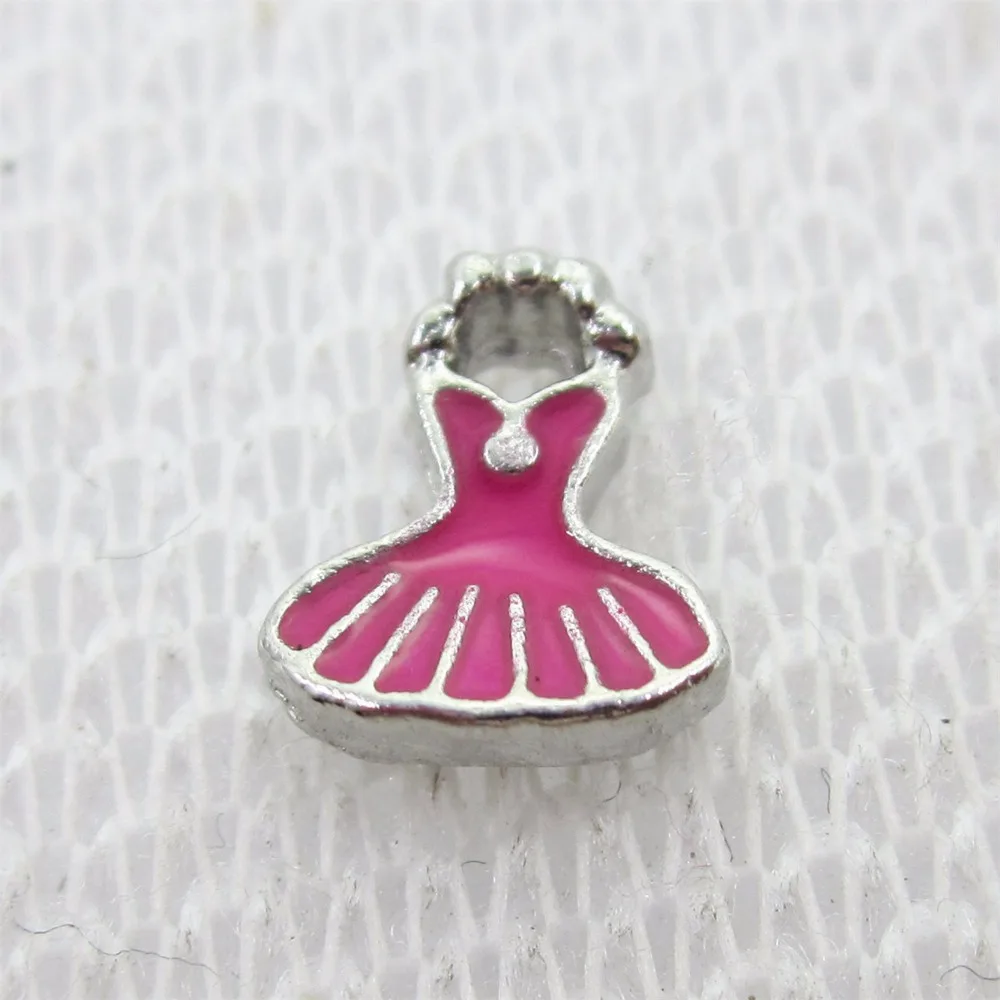 

20pcs/lot Pink Dress Floating Charms Living Glass Memory Lockets Floating Charm DIY Jewelry wholesale