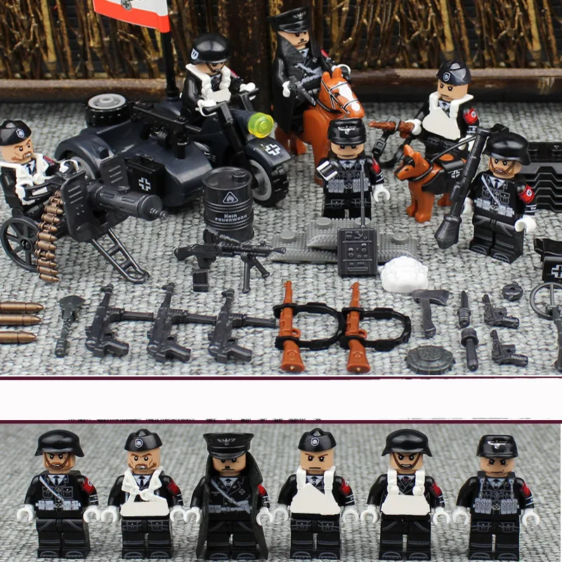 

6pcs World War 2 Modern Military Armed Forces SWAT Solider Minifigure Building Blocks Children Toys Gift Compatible With Lego