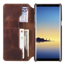 La primera capa de piel vintage aceite encerado caso se puede insertar en la tarjeta monedero cubierta plegable para Samsung S8 S9plus S8plus