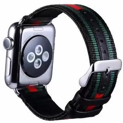

Casual Striped Nylon Leather Strap for iWatch Series 1 2 3 4 Bracelet Belt for Apple Watch Band 42mm 38mm 40mm 44mm