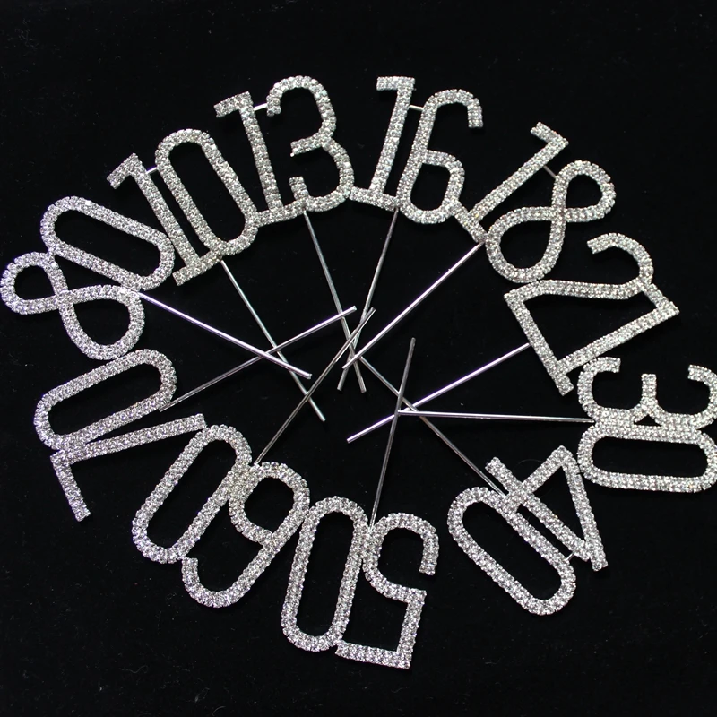 

Cupcake Toppers Hot! Rhine Stone Diamond Wedding Cake Topper Birthday Anniversary Party Digital Festival Decoration Inserted
