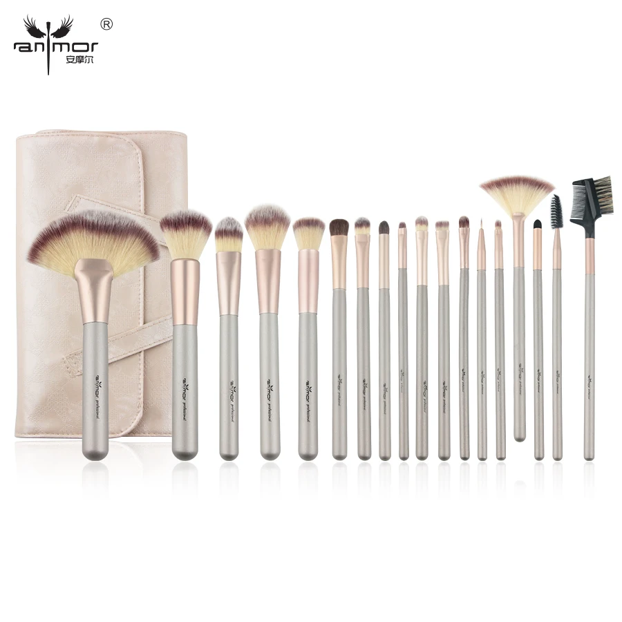 

Anmor Natural 18PCS Makeup Brush Set Professional Make Up Brushes High Quality Synthetic Brushes For Makeup with Bag