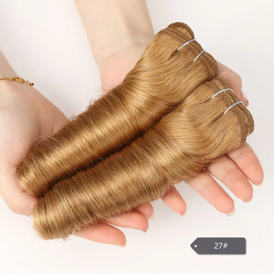 Remy Hair Hollywood Loose Wave Brazilian Hair Weave Bundles Ombre Brown