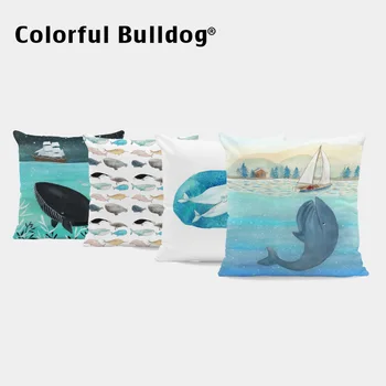

Cuteness Geometric Mandala Cover Pillows Whale Shark Mermaid Diving Cushion Covers Home Room Decor 43*43 cm Velvet Cushion Cover