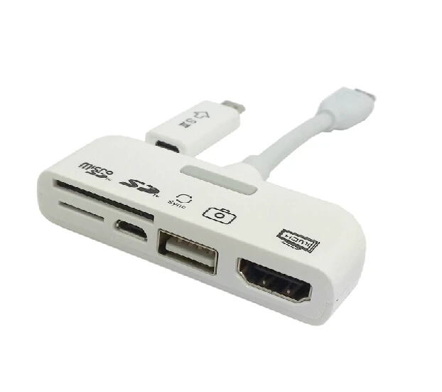 5 in 1 Micro USB MHL to HDMI Adapter OTG HUB TF/SD Card Reader for