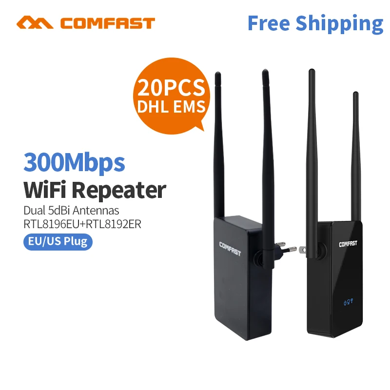 

20pcs DHL COMFAST Wireless Wifi Repeater 300Mbps Network Wifi Extender Signal Amplifier Signal Booster Repetidor CF-WR302S