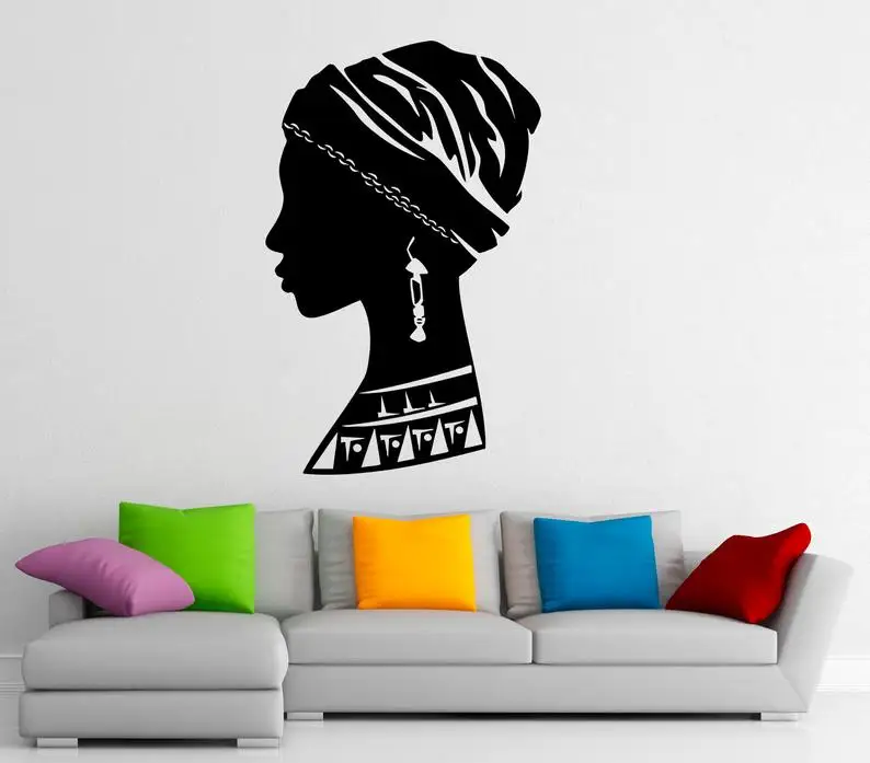 

Africa African Girl Wall Decal Vinyl Stickers African Beautiful Woman Interior Home Design Wall Art Murals Bedroom Decor 2FZ4