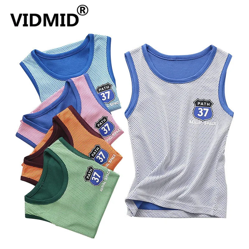 

VIDMID Children's clothing tanks summer T-Shirt kids Quick-drying Breathable Sleeveless Boys Girls t-shirts tees beach 2001 21