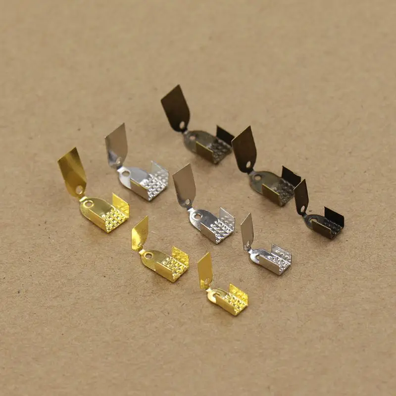 (100 pieces/pack) 4mm/5mm/6mm width clips for flat leather cord Clamps DIY Bracelet Necklace