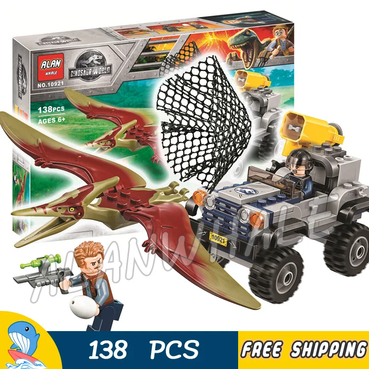 

138pcs Jurassic World Park Pteranodon Chase Offroader Owen Figure Building Blocks Dinosaur Toys Compatible With LegoING