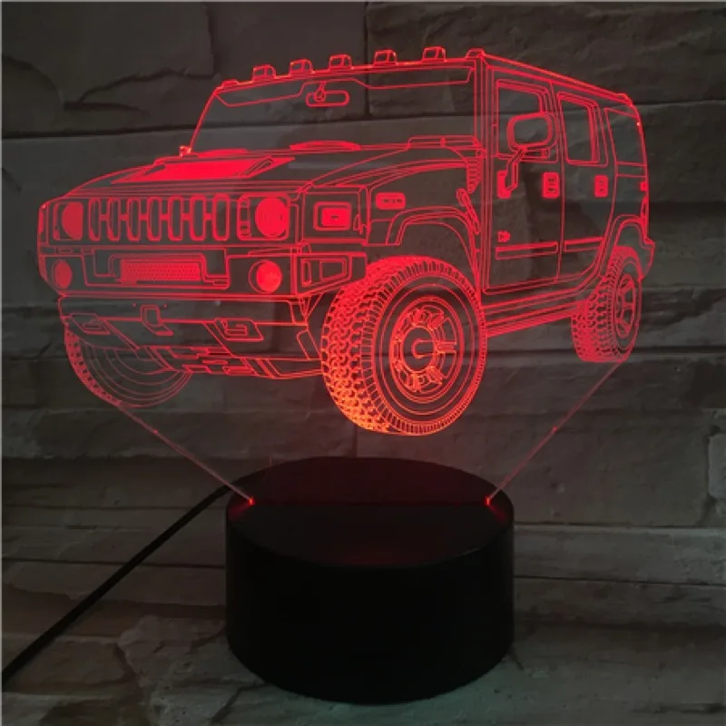 Новинка Luminaria ночник джип автомобиль внедорожный автомобиль внедорожник 3D иллюзия Лампа светодиодный подарок для детей Девочка спальня Deocr освещение