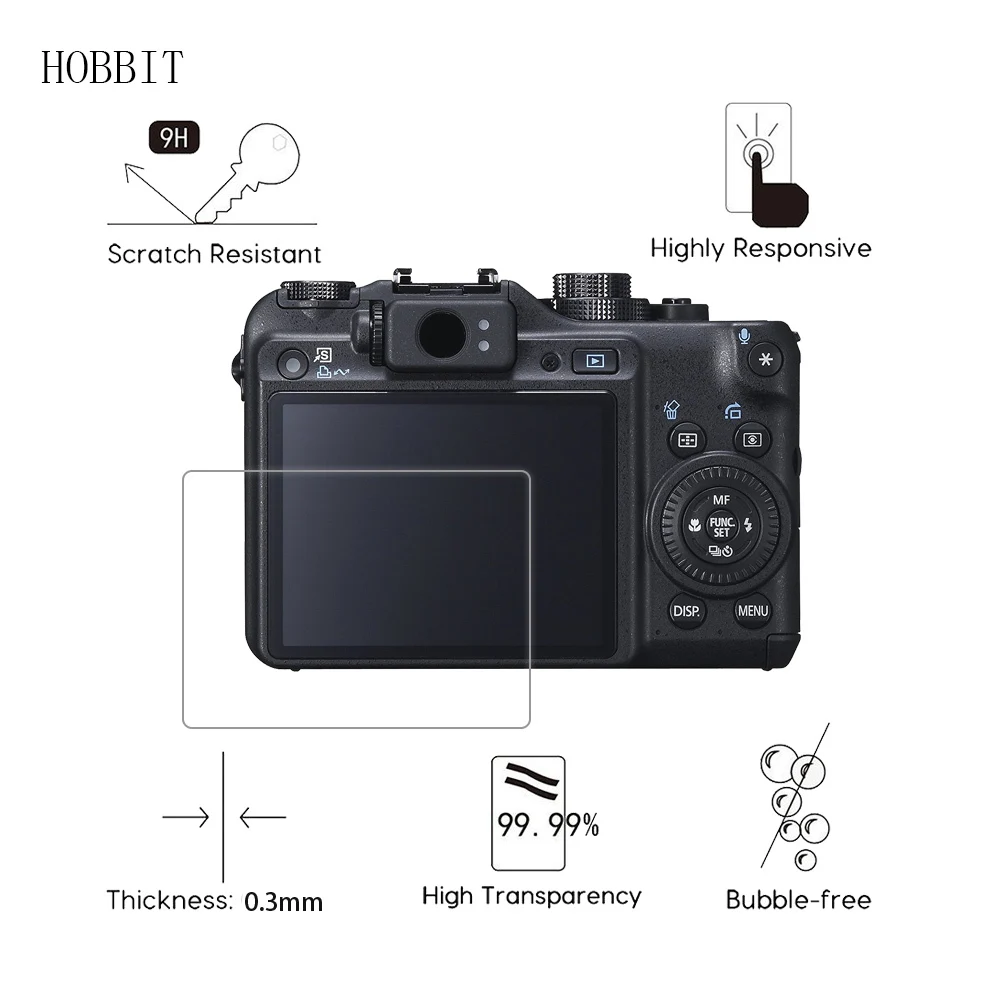 

2Pack For Canon PowerShot G10 0.3mm 2.5D 9H Clear Tempered Glass Screen Protector Digital Camera LCD Film