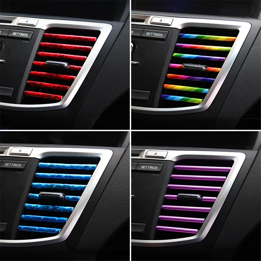 

VVVIST 10PCS Car-styling Plating Air Outlet Trim 20cm Interior Moulding Strip Air Vent Grille Switch Car Interior Accessories