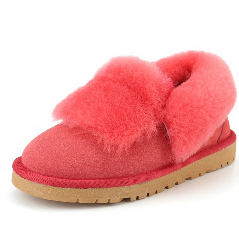 RUIYEE/женские шерстяные ботинки; модные кожаные зимние ботинки; женские ботинки; теплые ботинки из дышащего материала; ботинки на меху - Цвет: watermelon red
