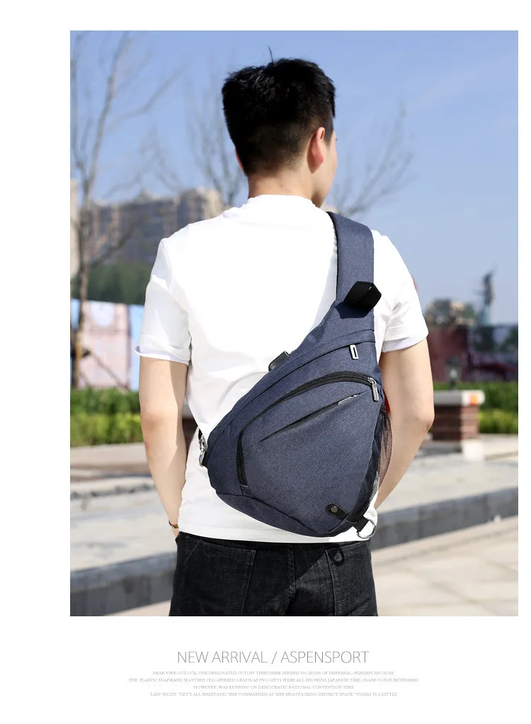 Мужской рюкзак через плечо с USB портом для зарядки|Рюкзаки| |
