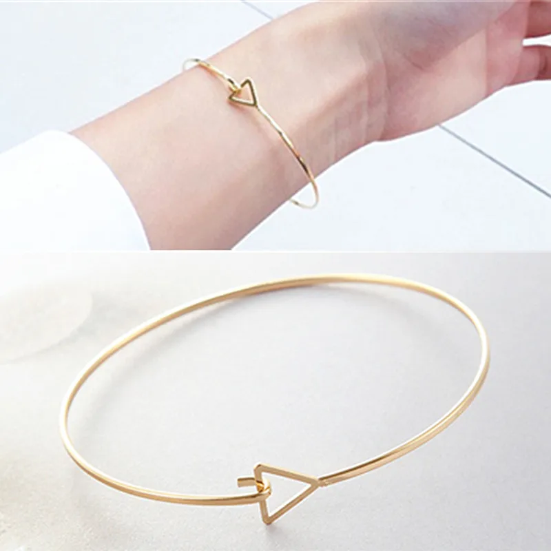 Open Cuff Triangle Bangles Leaf Arrow Geometric Bangle Bracelet for Women
