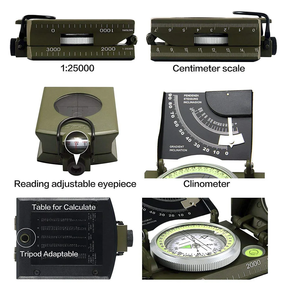  Mulitifunctional Eyeskey Survival Military Compass Camping Hiking Compass Geological Compass Digita