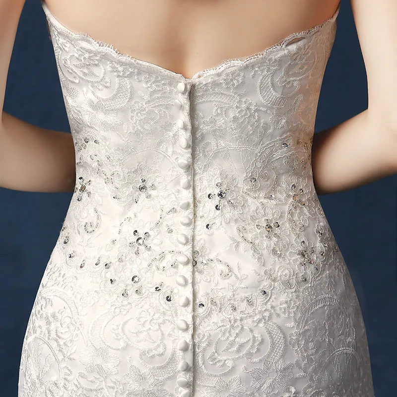 Robe De mariée Новые поступления Длинные Русалка Свадебные платья без бретелек Кристалл бисер молния Longo Vestido Noiva SLW082