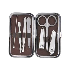 7PCS/set Nail Art Manicure Tools Set Nails Clipper Scissors Tweezer Knife Manicure Sets Stone Pattern Case For Nail Manicure