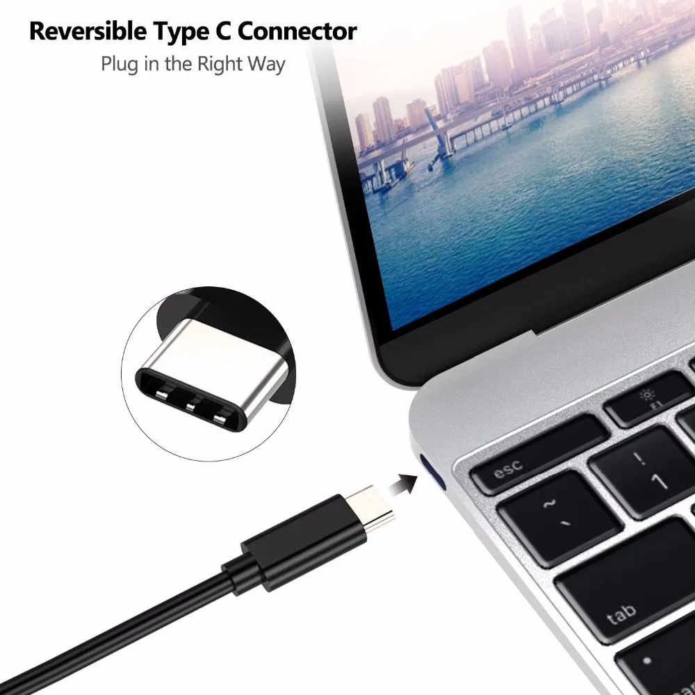 Кабель адаптер BESIUNI USBC с Type C на HDMI 4K HDTV золотой USB 3 1 раньше hdmi для MacBook ChromeBook Pixel Huawei