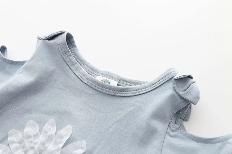2018 Summer New Design Cotton Princess Short Sleeve O-Neck Strapless Off-Shouler Floral Cute Children Kids Baby Girl T-Shirt (12)