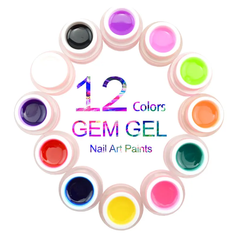 3D Moonlight GEM Gel CANNI Nail Art Design GDCOCO Gemstone Color 12 Colors Soak off UV LED 3D Diamond Jelly Glass Painting Gel