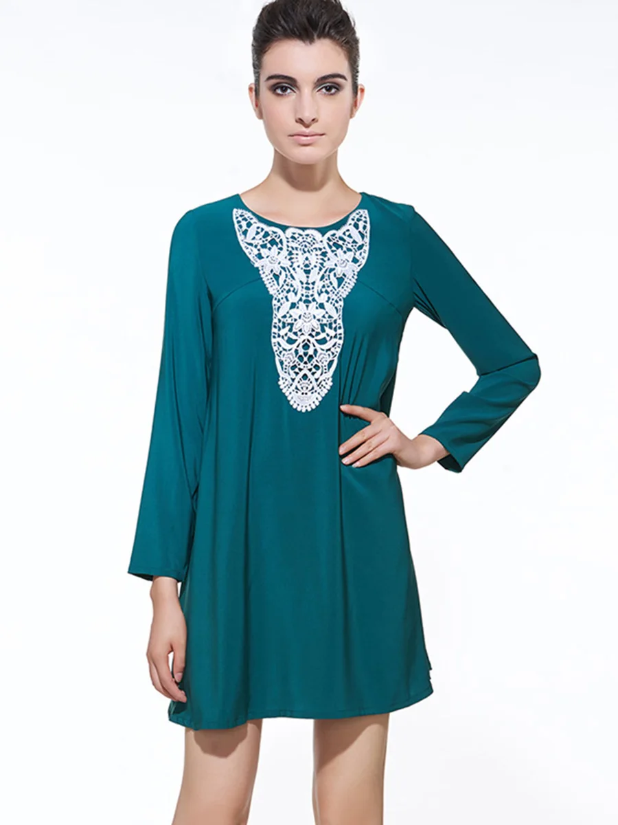 Sisjuly Clearance Dress Women Summer A line Solid Green Pullover