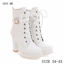 Демисезонные женские ботильоны женские полусапожки на платформе и высоком тонком каблуке высокое качество, большие размеры 34-40, 41, 42, 43, botas