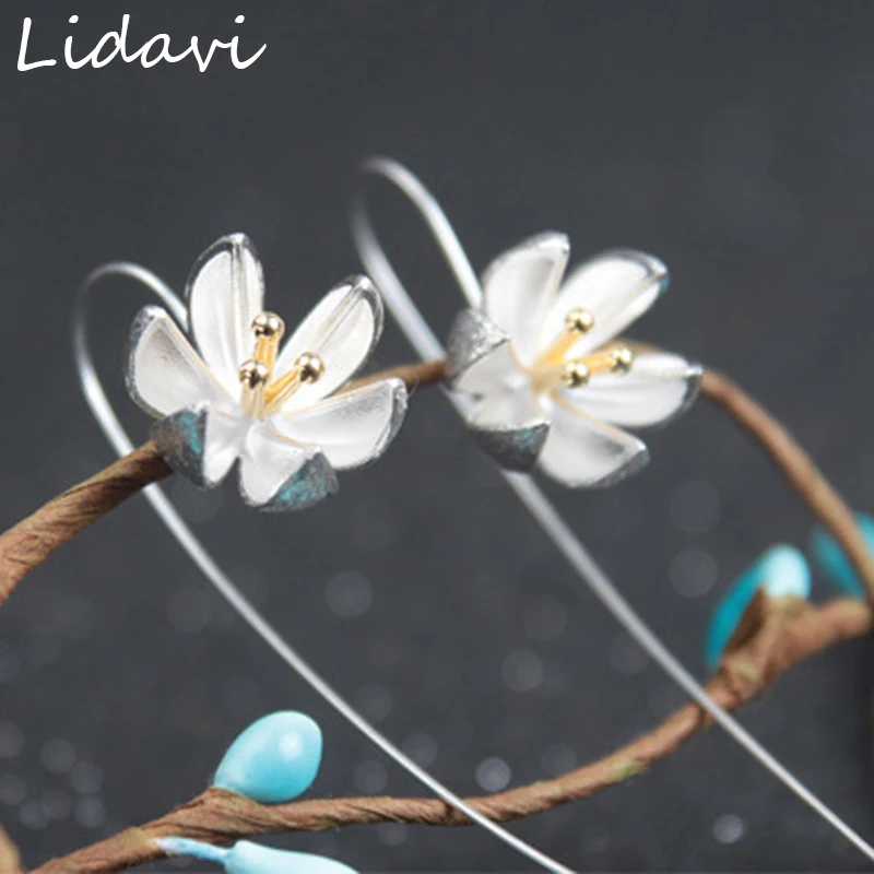 

Lidavi Fashion 925 Sterling Silver Flower Long Earrings For Women Gift New Tassel Earrings Jewelry Wholesale Free Shopping E137