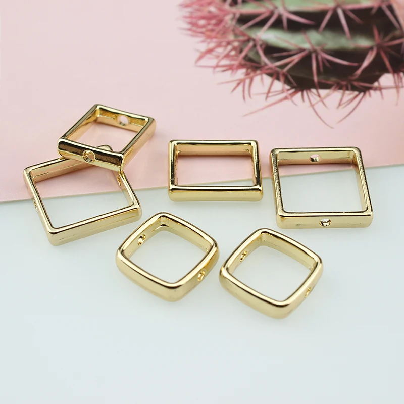 

10pcs korean earrings copper alloy hollow geometric square double piercing statement earrings for women diy jewelry accessories
