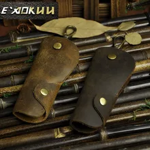 Лидер продаж, высокое качество, Мужской винтажный Коричневый чехол для ключей от машины из натуральной кожи, кольцо, цепь, инструмент, чехол, держатель, кошелек