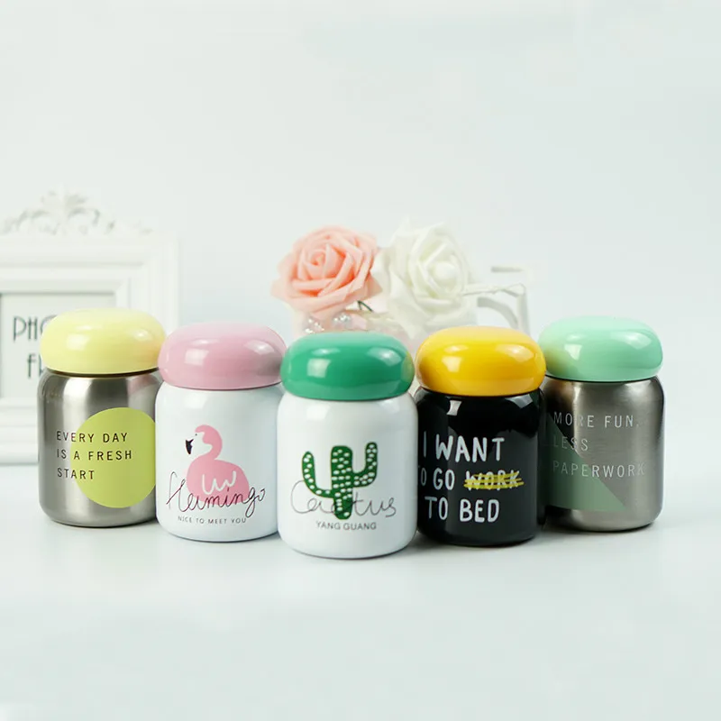 

Portable Stainless Steel Thermoses Thermostat Bottle Flamingos Theme Student Kids Vacuum Leakproof Water Bottle