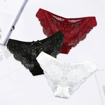

3pcs cotton lace panties lingerie underwear sexy panties for women Seamless Low-rise Panty Hip Up Tempting Briefs Underpants #D