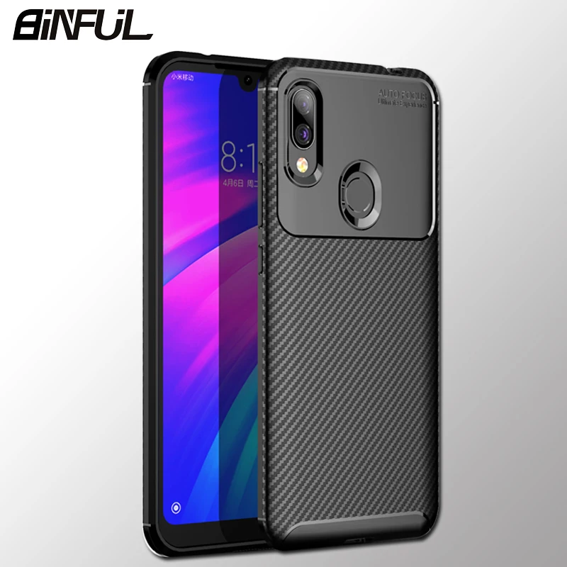 Чехол для Xiaomi Redmi 7 Мягкий Силиконовый противоударный чехол из углеродного