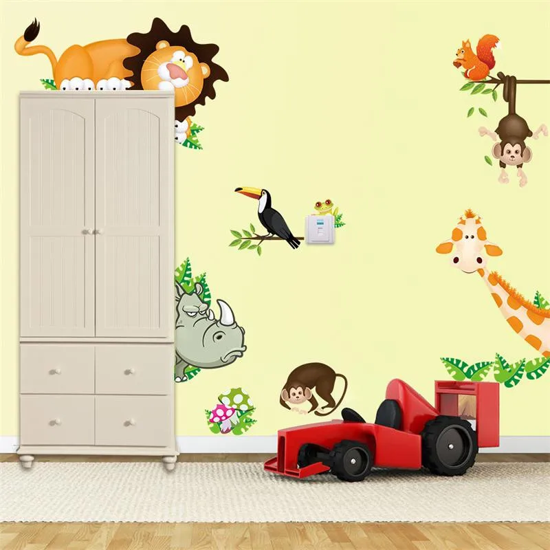 Милые животные живут в вашем доме DIY стены стикеры s/домашний декор Джунгли Лес тема обои/подарки для детей наклейки для украшения комнаты