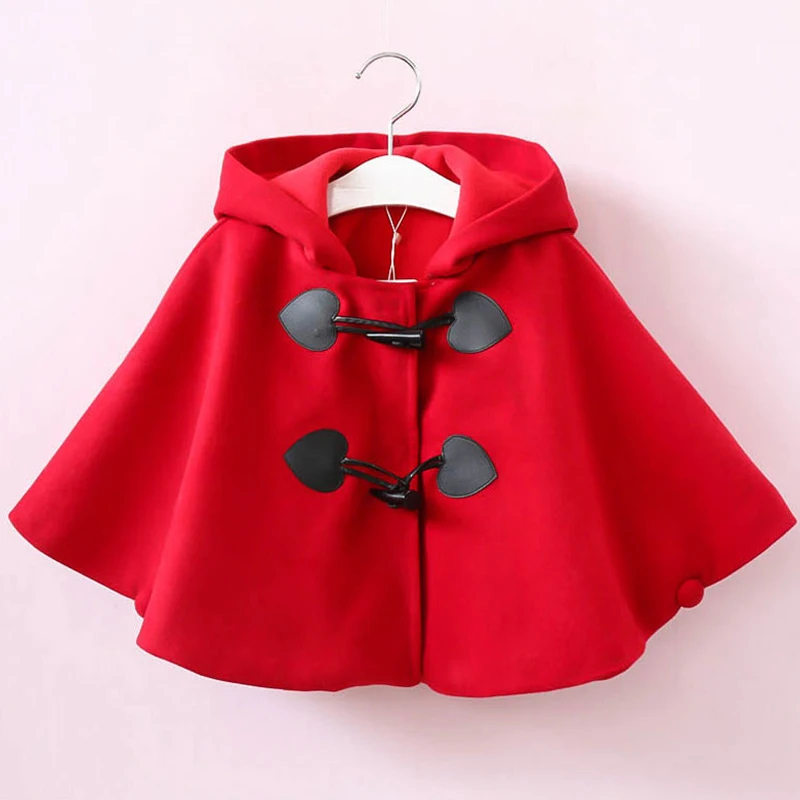 

2-8Years Baby Kids Girl Outwear Coat Autumn Winter Warm Jackets Cloak Coat Fashion Girls Coats with velvet Red Cute Costume D66