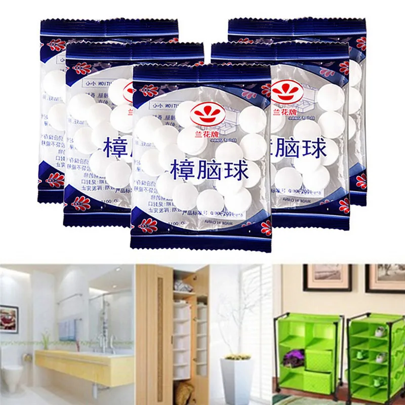 

Dropship 20 Pcs Natural Camphor Balls Antimoho Wardrobe Shoe Odor Removal Insect Resistant Moth Proof Moth Ball Camphor Sticks