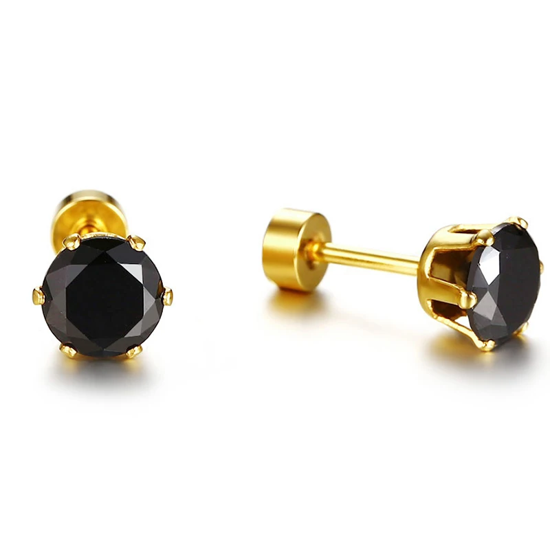 

Trendy Stainless Steel Womens Colorful Cubic Zirconia Stud Earrings Jewelry for Women Gold Tone Bling Party Brincos Femininos