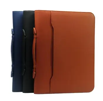 

PU leather A4 business zipper leather manager document bag a4 file folder holder briefcase with handle office conference W035