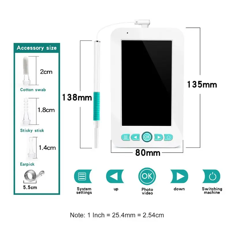 1080P визуализатор видео отоскоп 5,5 мм визуальная Ушная очистка ложка эндоскоп с 4,3 дюймовым ЖК-дисплеем USB камера