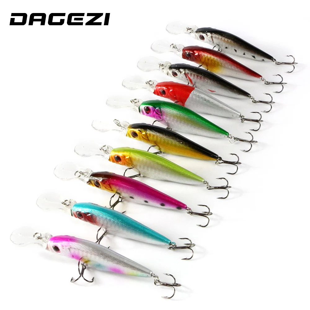 DAGEZI 10pcs/lot Fishing Lure 1.5-2.5M Deep swim hard fishing bait 11CM/13G artificial baits minnow