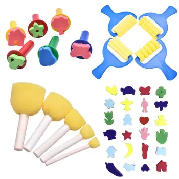 

39 Pcs/Set Children Kids Kindergarten DIY Painting Sponge Brushes Tools Seals For Graffiti Learning Drawing Accessories