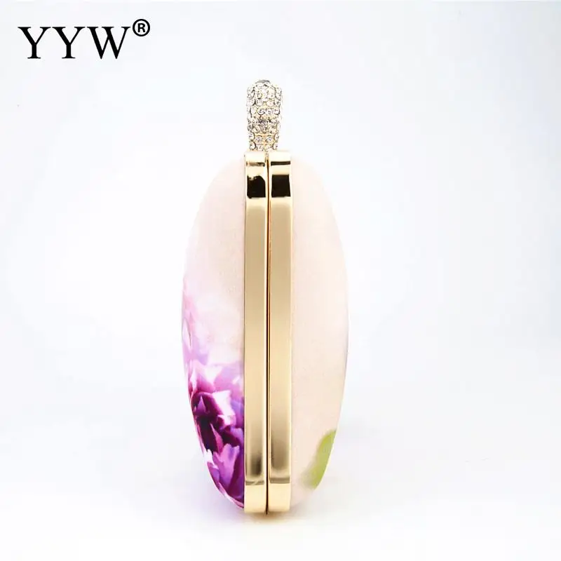 YYW Silk Cotton Pillow Shaped Clutch Bagss Floral Wedding Wallets Evening Party Purse Shoulder Bag With Chain Women'S Bag