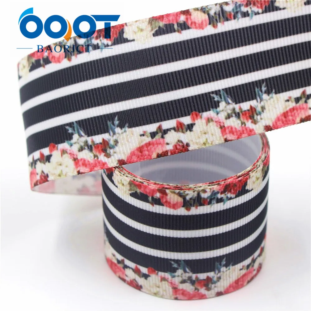 OOOT BAORJCT I-19628-1539,38mm 10yards flower Thermal transfer Printed grosgrain Ribbons,tape crafts,bow cap DIY accessories