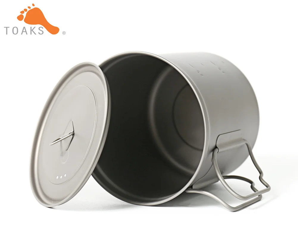 TOAKS POT-1100 puro titanio ultraligero al aire libre con tapa y mango plegable Camping vajilla 1100 ml 136G