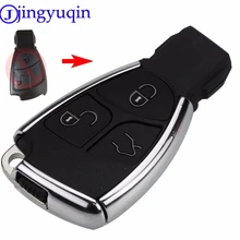 jingyuqin New Style Silver Side Modified 3 Button Remote Key Shell Case Fob Cover For Benz CLS C E S + battery Holder With Logo