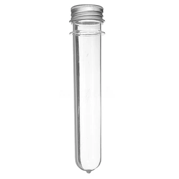 

Plastic Lab Test Tubes with Metal Caps Stoppers Screw Top Lid Round Bottom, 5 Pcs