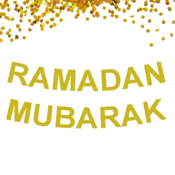 

1 set Glitter Gold Silver Ramadan Mubarak Banner For Islamic Muslim EID Party Eid Mubarak Decoration Banner HL021