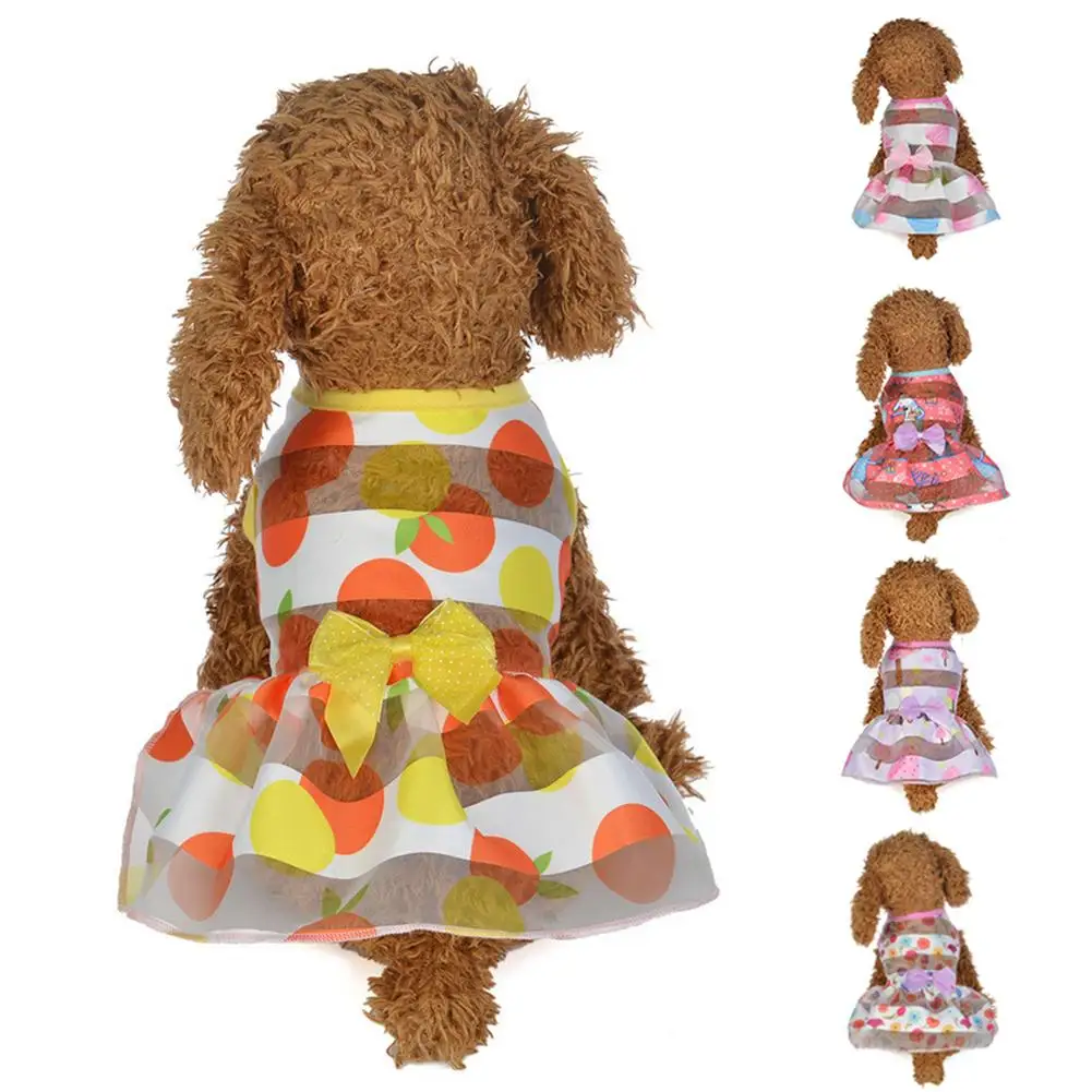 

Pet Products 1pc Summer Spring Cute Pet Dog Dress Bowknot Cartoon Breathable Pet Dress Puppy Clothes Decor Gifts